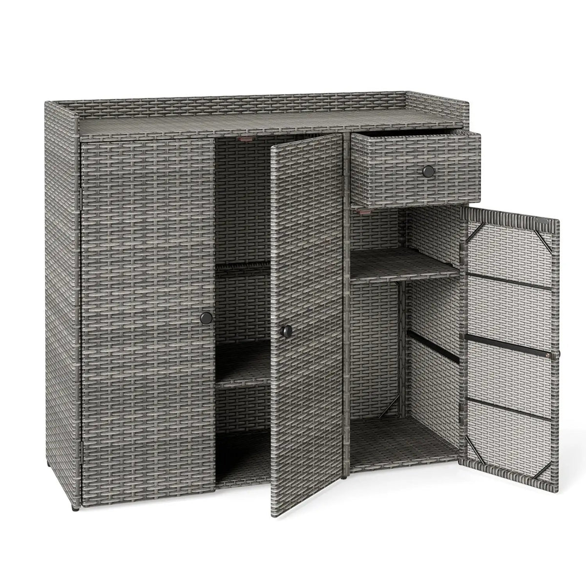 Outdoor Storage Cabinet with 3 Doors and Adjustable Shelves by DirectDeals