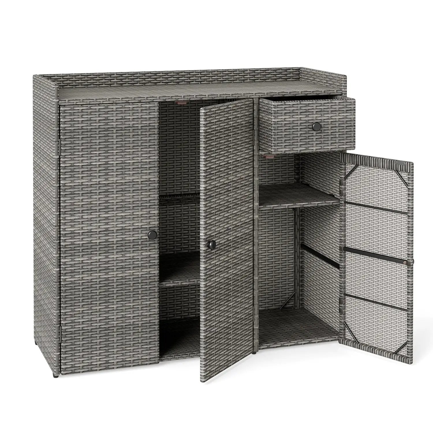 Outdoor Storage Cabinet with 3 Doors and Adjustable Shelves by DirectDeals