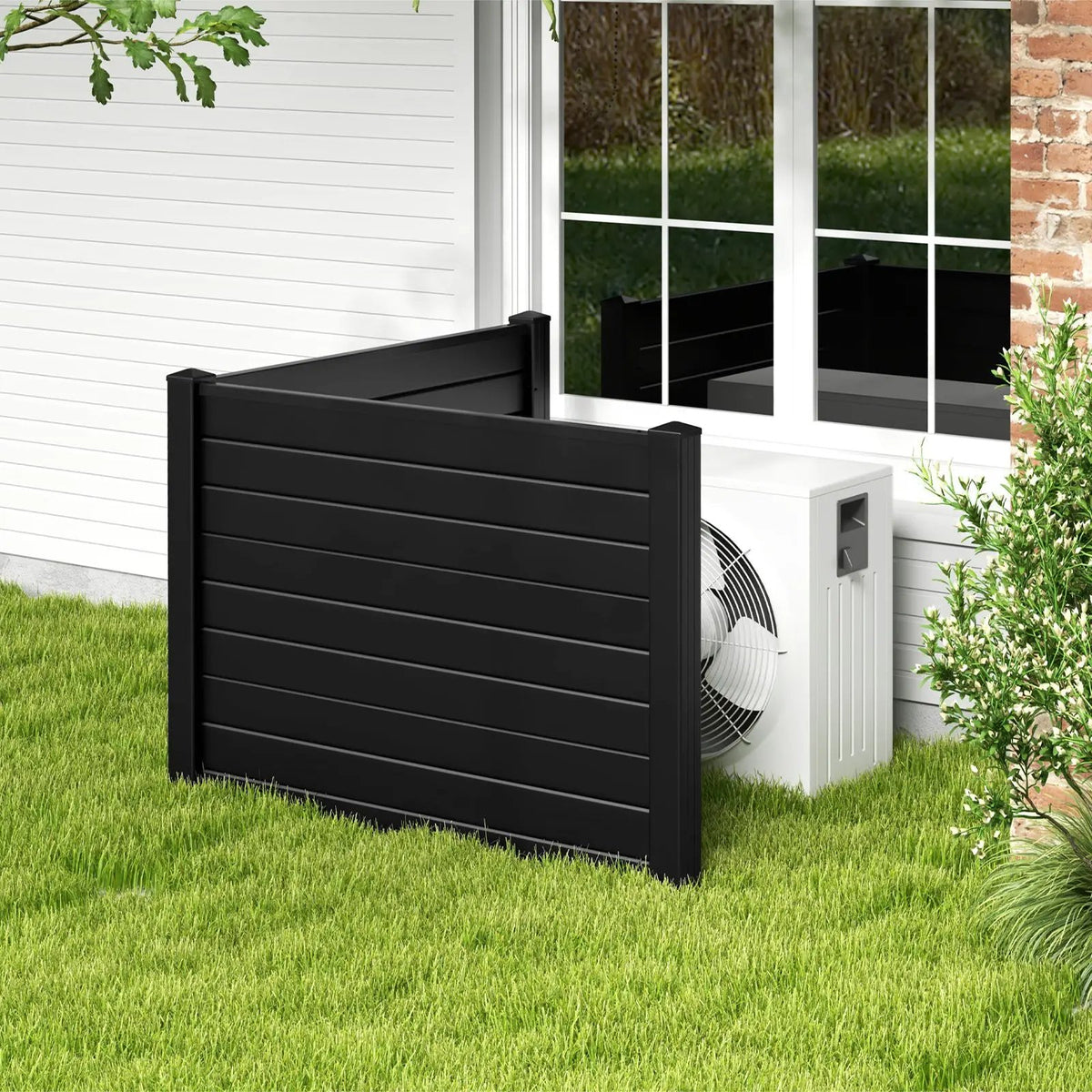Outdoor PVC Air Conditioner Fence with 20 Inch Long Stakes by DirectDeals