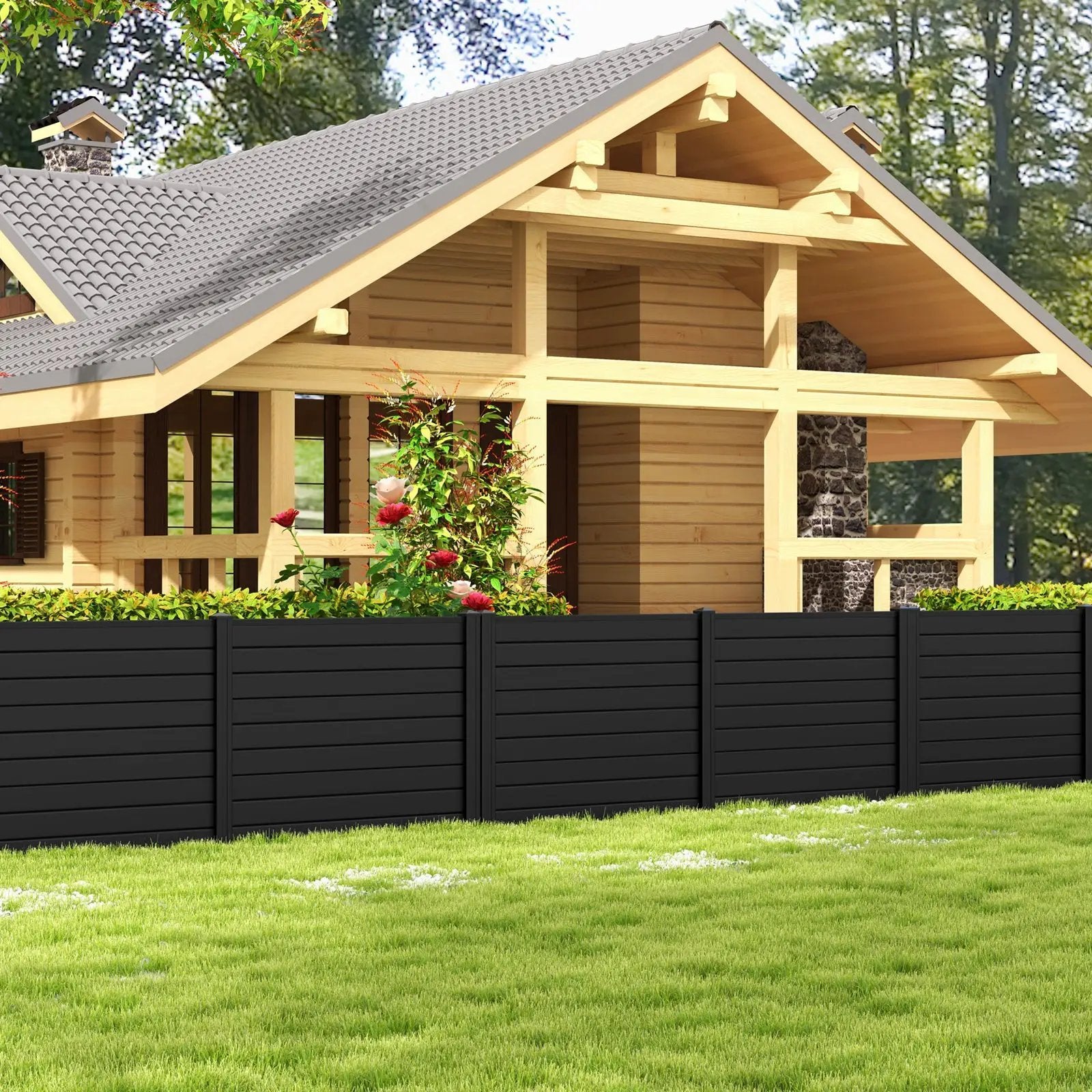 Outdoor PVC Air Conditioner Fence with 20 Inch Long Stakes by DirectDeals