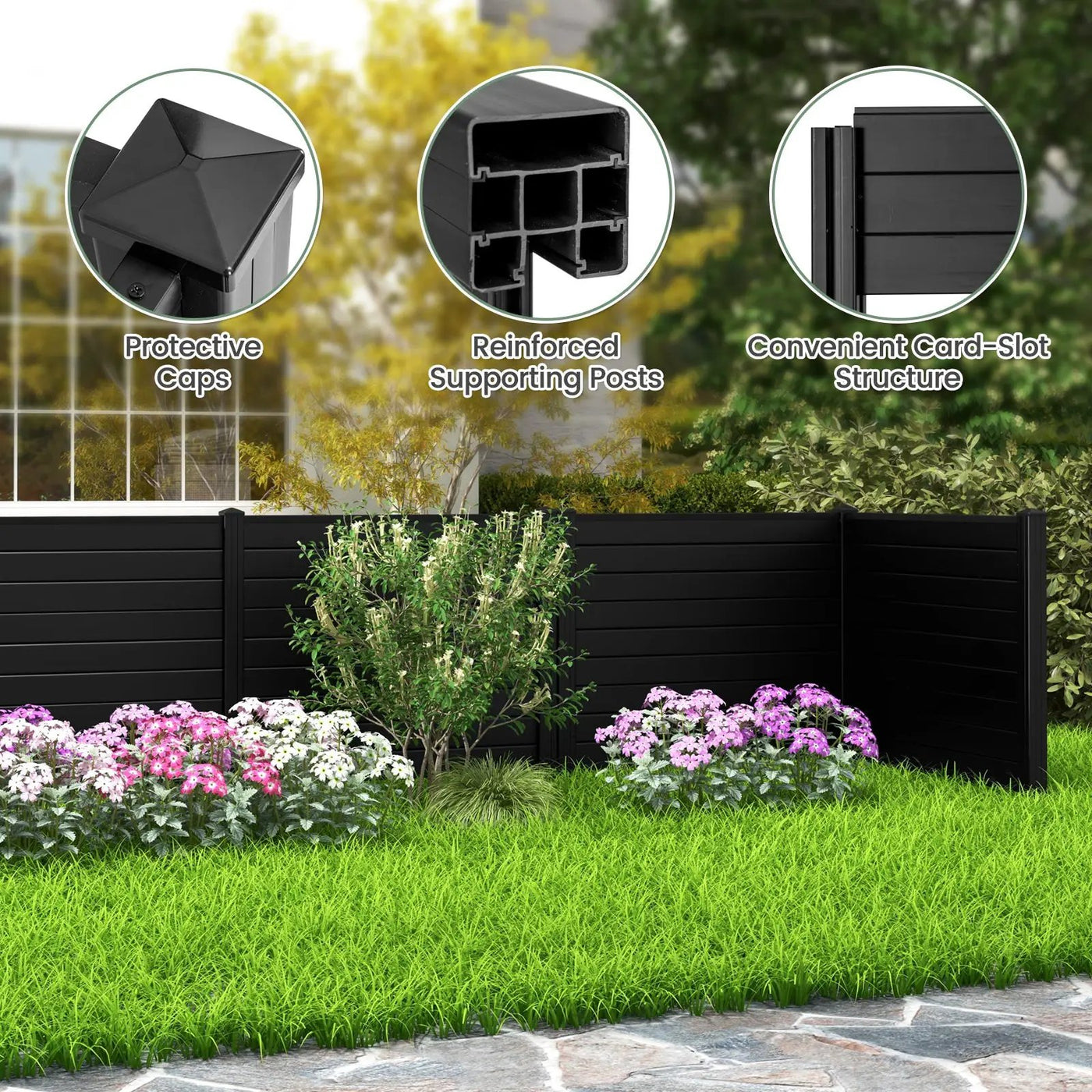 Outdoor PVC Air Conditioner Fence with 20 Inch Long Stakes by DirectDeals
