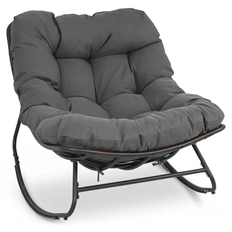 Papasan Rocking Chair with Thick Cushion - Outdoor Wicker by DirectDeals