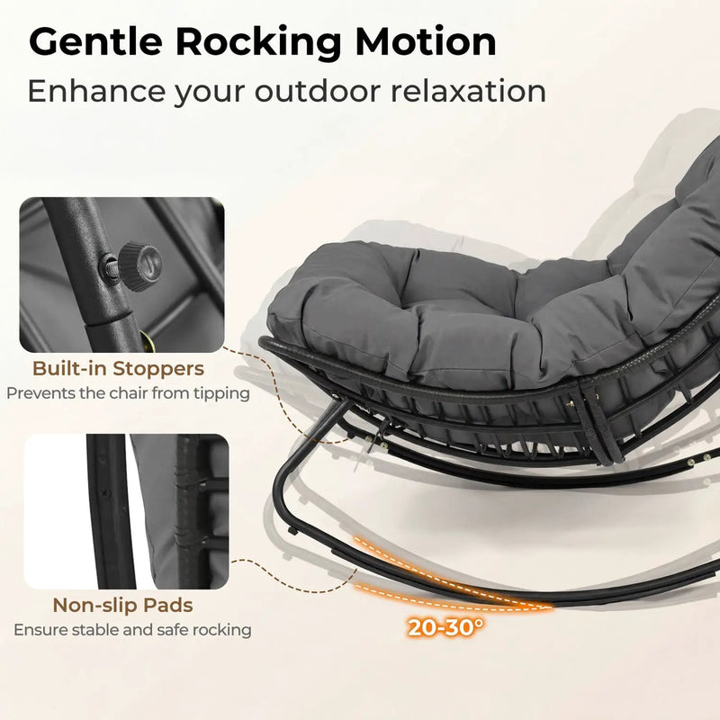 Papasan Rocking Chair with Thick Cushion - Outdoor Wicker by DirectDeals
