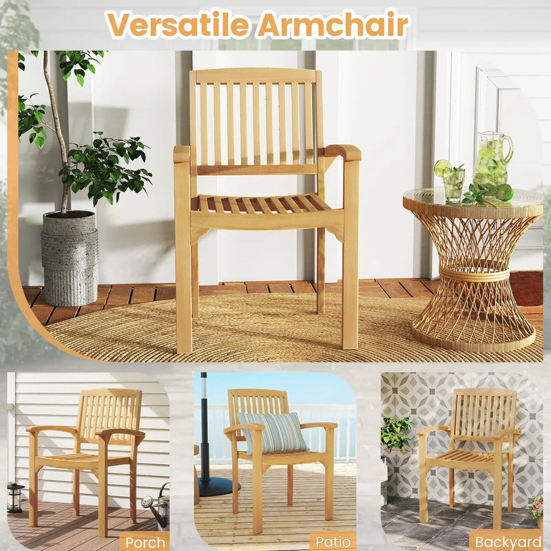 Outdoor Patio Chair with Slatted Seat and Curved Seat by DirectDeals