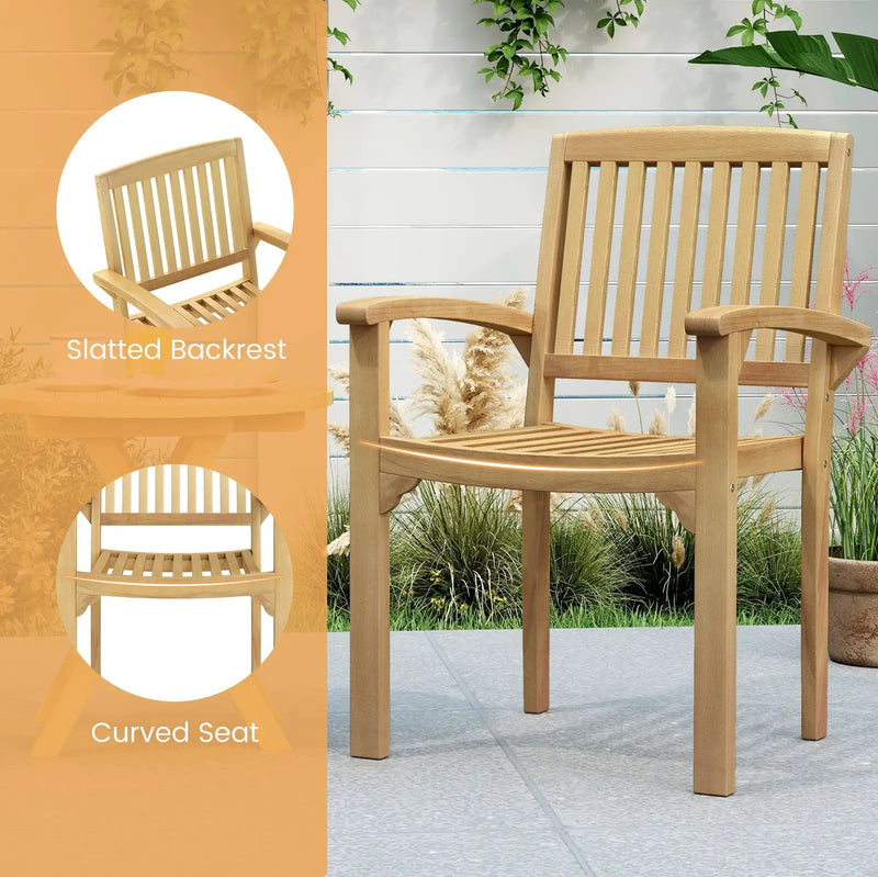 Outdoor Patio Chair with Slatted Seat and Curved Seat by DirectDeals