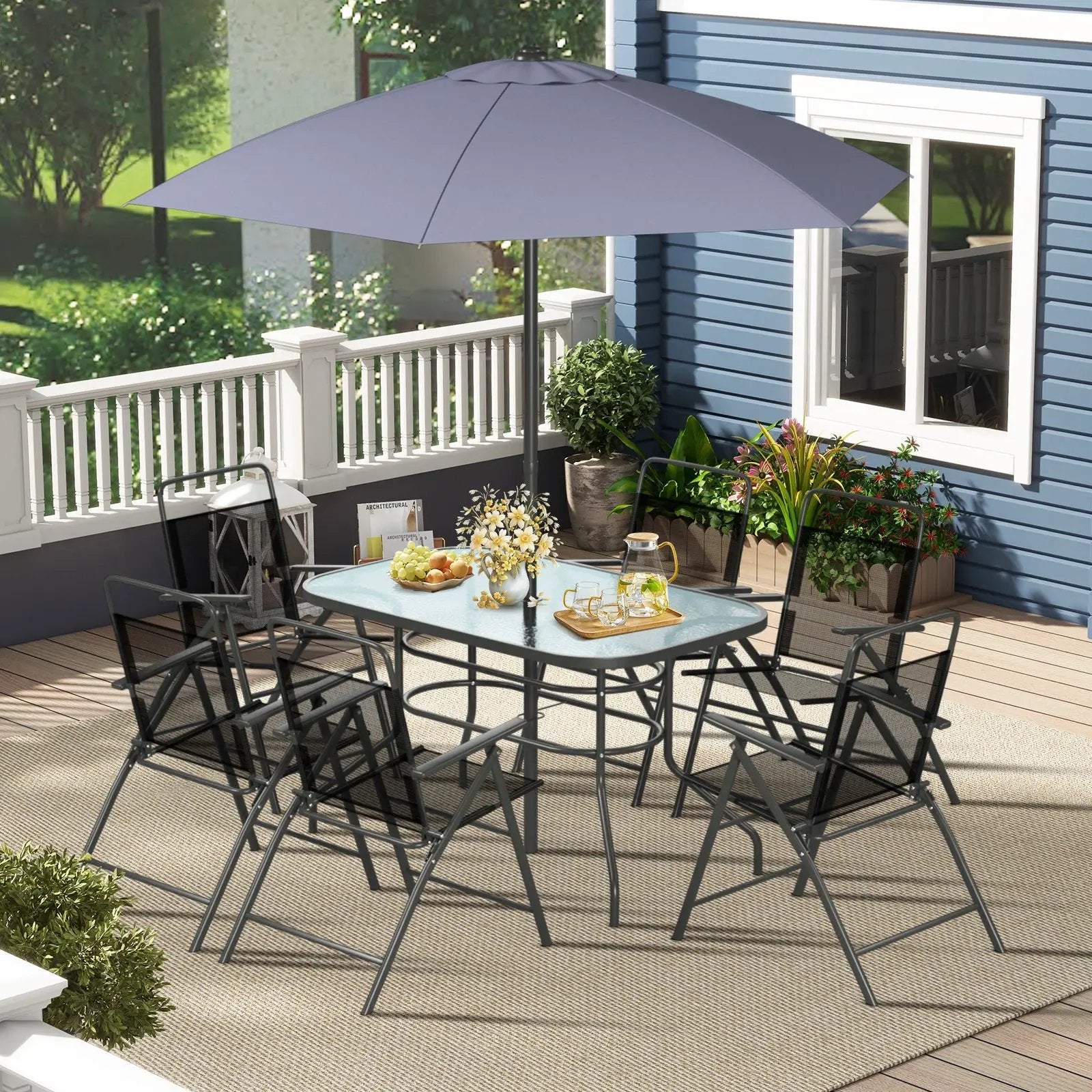 6 Pieces Outdoor Patio Chairs with Rustproof Metal Frame by DirectDeals