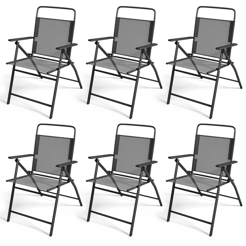 6 Pieces Outdoor Patio Chairs with Rustproof Metal Frame by DirectDeals