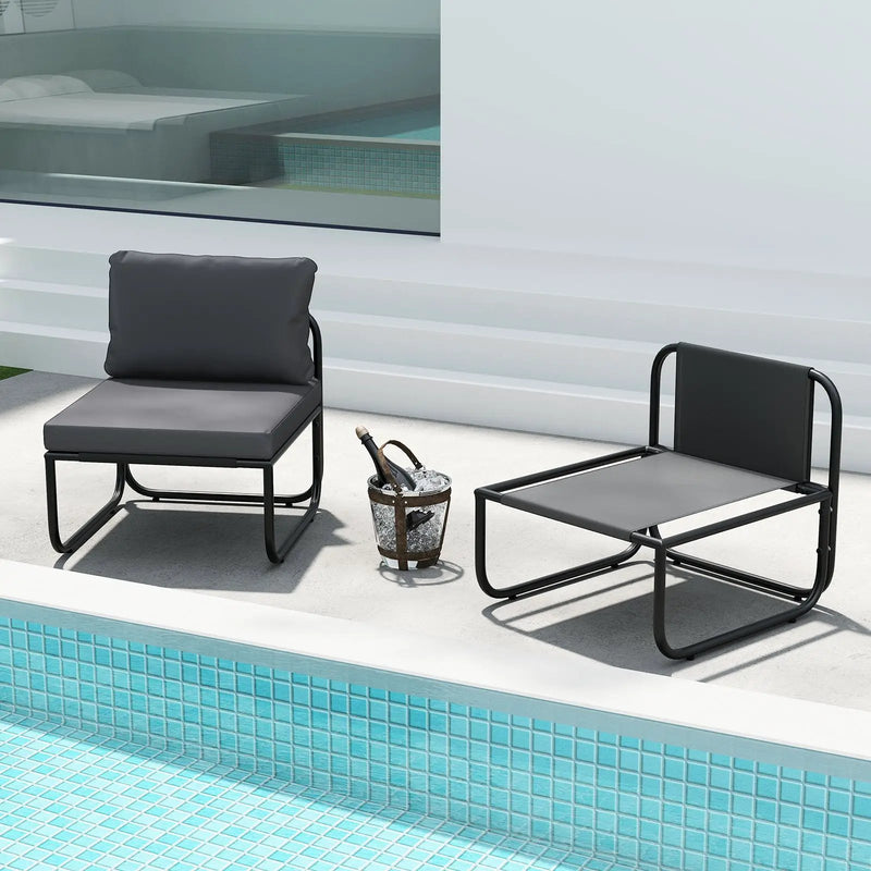Outdoor Patio Chairs Set of 2 with Removable Cushions and Adjustable Foot Pads-Gray by DirectDeals