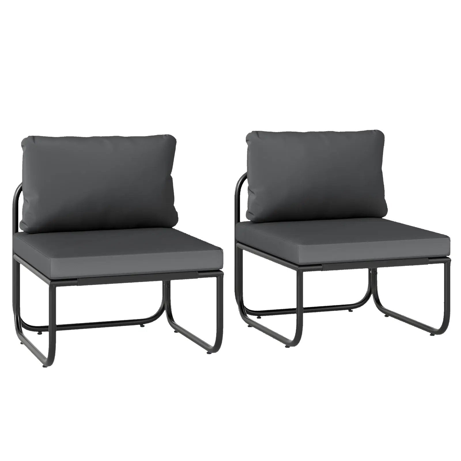 Outdoor Patio Chairs Set of 2 with Removable Cushions and Adjustable Foot Pads-Gray by DirectDeals