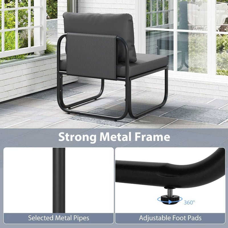 Outdoor Patio Chairs Set of 2 with Removable Cushions and Adjustable Foot Pads-Gray by DirectDeals