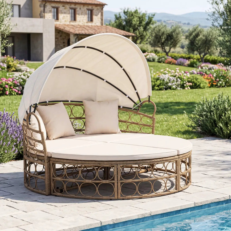 Outdoor Patio Daybed with Retractable Canopy and Cushions by DirectDeals