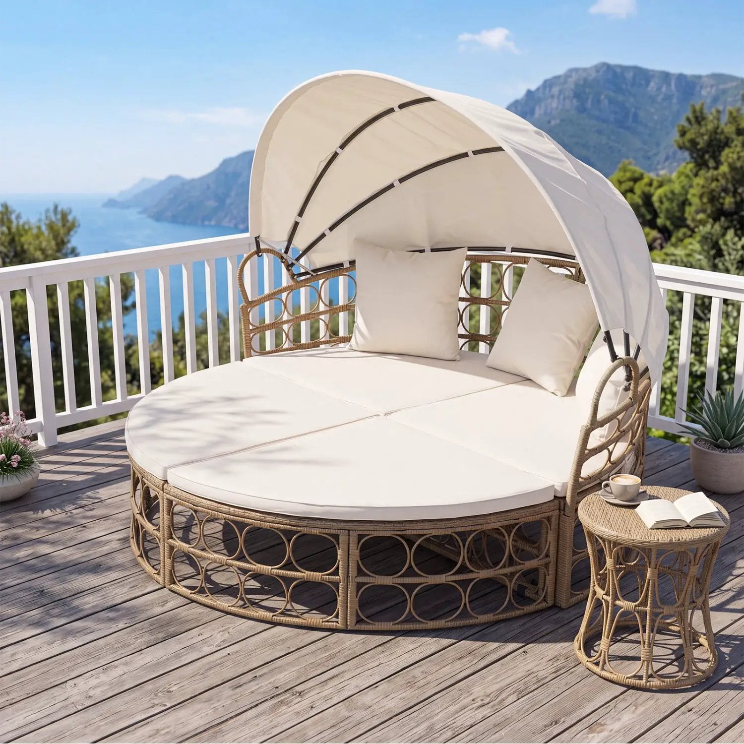 Outdoor Patio Daybed with Retractable Canopy and Cushions by DirectDeals