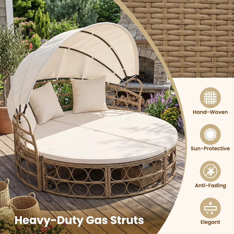 Outdoor Patio Daybed with Retractable Canopy and Cushions by DirectDeals