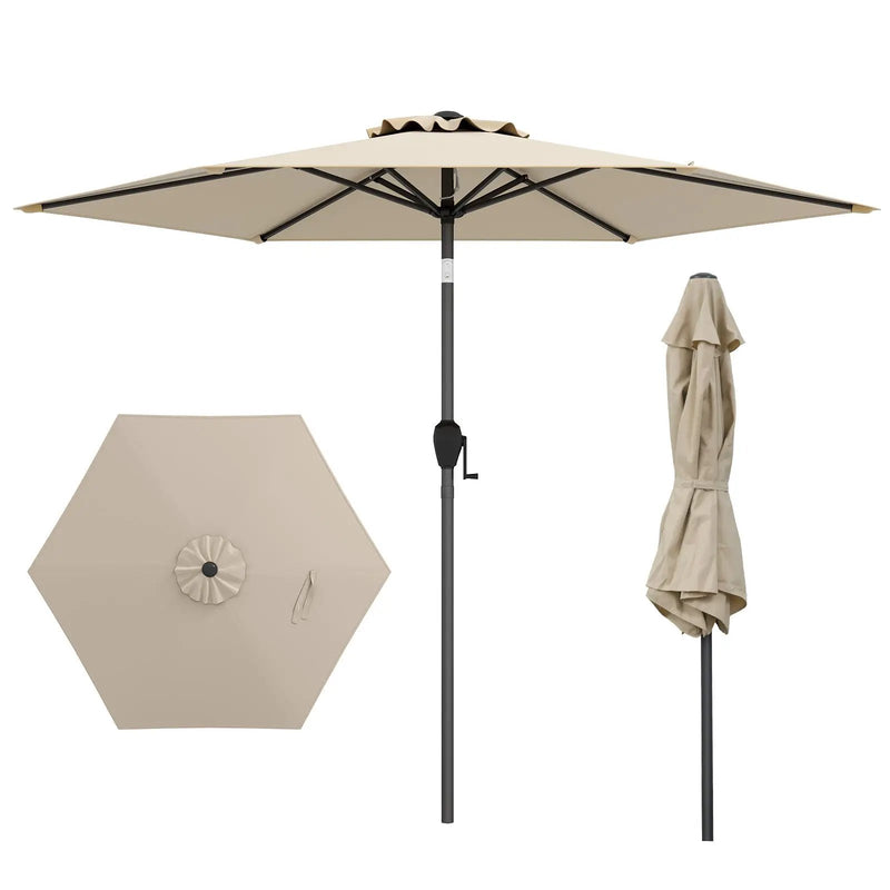 7.5 feet Outdoor Patio Heavy Duty Market Umbrella with Push Button Til