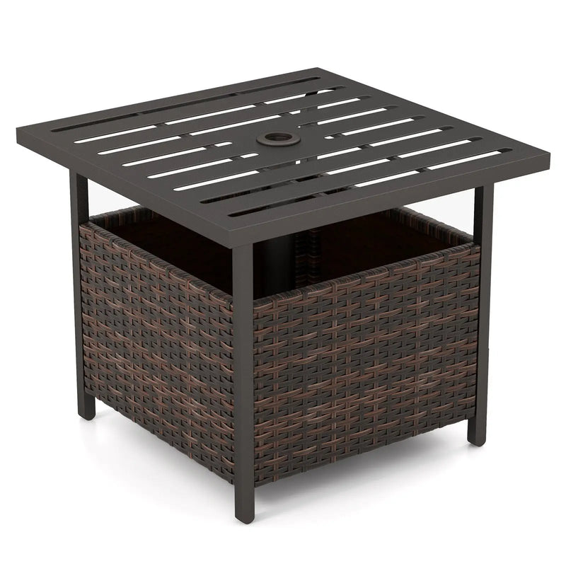 Outdoor Patio Rattan Wicker Steel Side Deck Table by DirectDeals