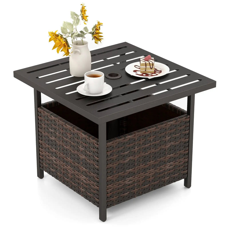 Outdoor Patio Rattan Wicker Steel Side Deck Table by DirectDeals