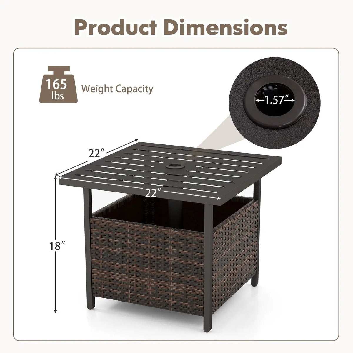 Outdoor Patio Rattan Wicker Steel Side Deck Table by DirectDeals