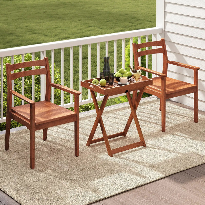 Outdoor Patio Solid Wood Tray Table with Removable Top No Assembly Required by DirectDeals