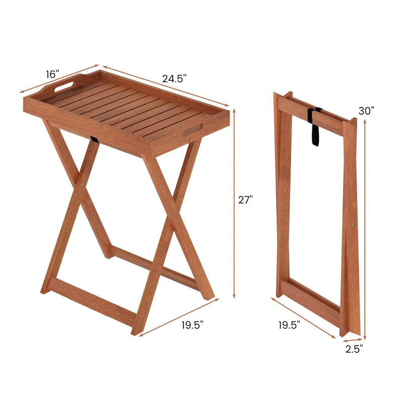 Outdoor Patio Solid Wood Tray Table with Removable Top No Assembly Required by DirectDeals