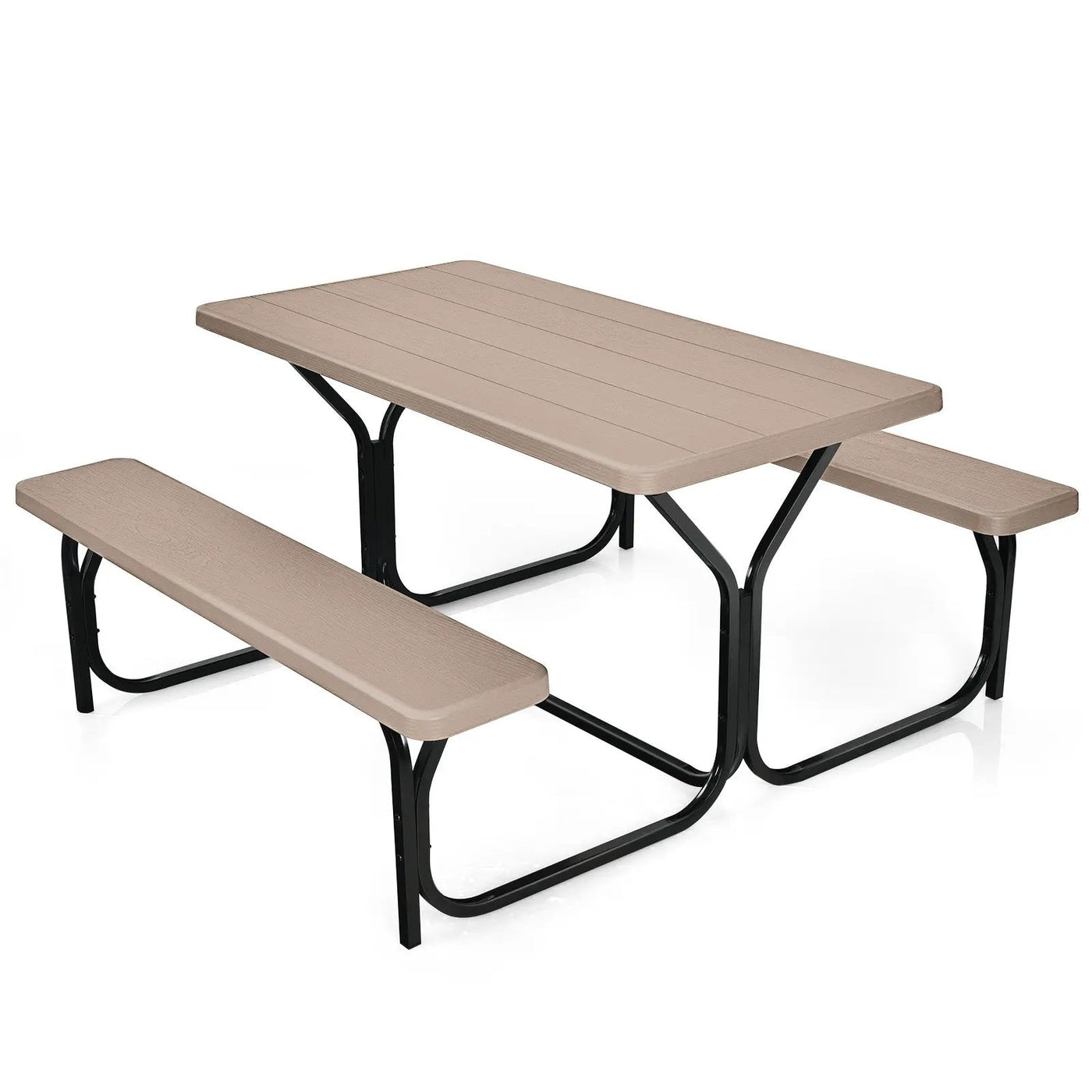 HDPE Outdoor Picnic Table Bench Set with Metal Base by DirectDeals