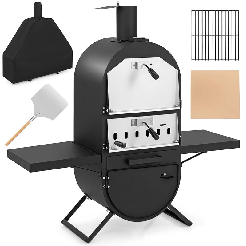 Outdoor Pizza Oven with 600D Oxford Fabric Cover 12 Inch Pizza Stone and Cooking Grill by DirectDeals