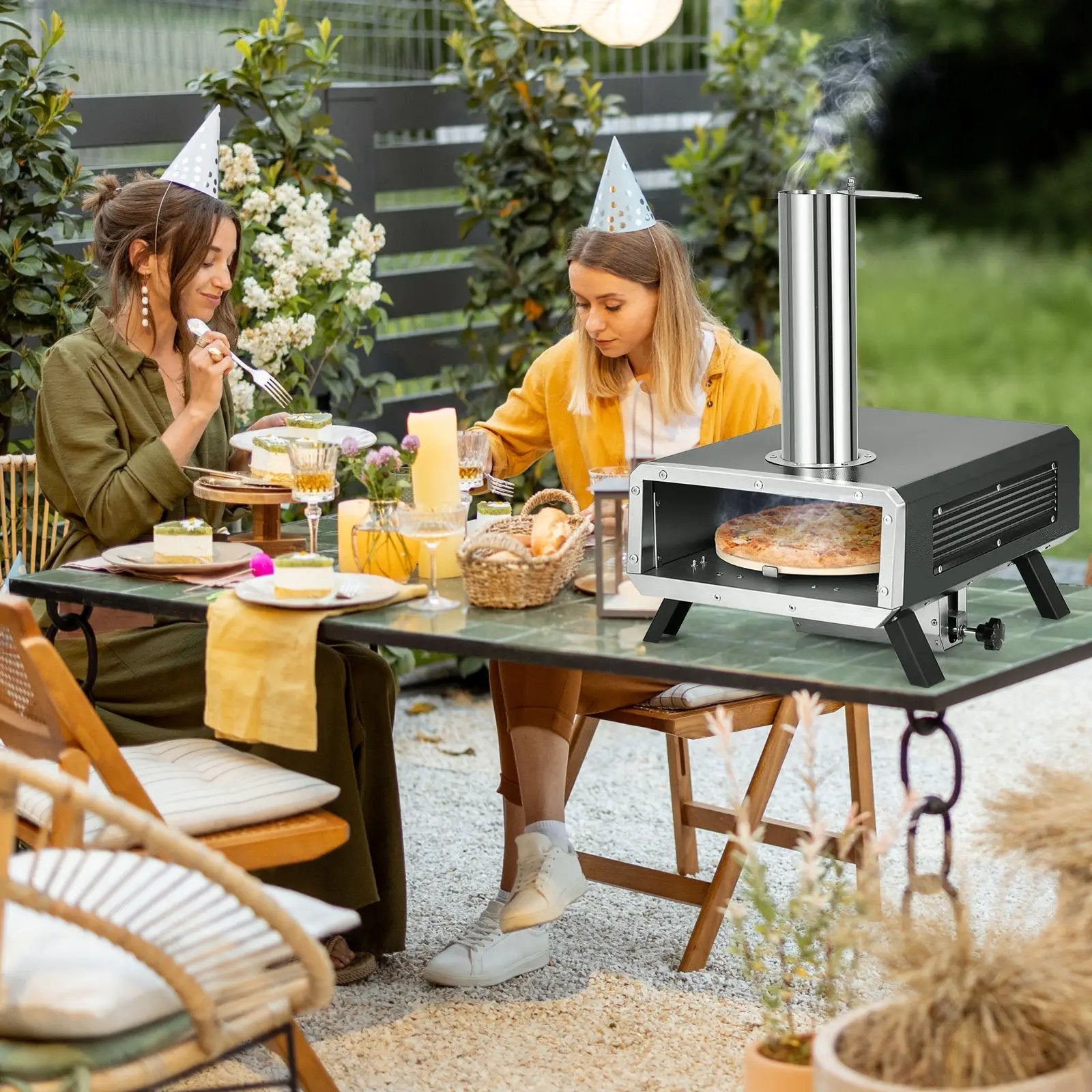 Outdoor Pizza Oven Portable Wood Pellet Pizza Stove with 12 Inch Round Rotatable Pizza Stone by DirectDeals