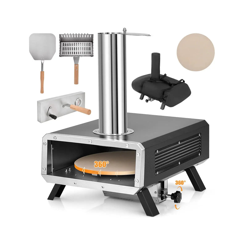 Outdoor Pizza Oven Portable Wood Pellet Pizza Stove with 12 Inch Round Rotatable Pizza Stone by DirectDeals