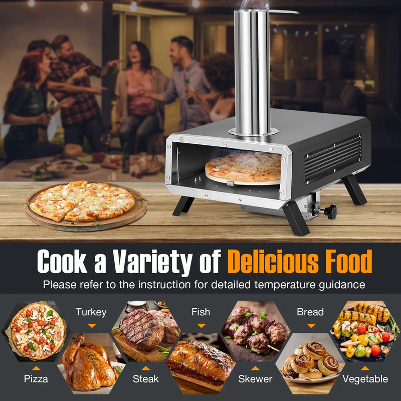 Outdoor Pizza Oven Portable Wood Pellet Pizza Stove with 12 Inch Round Rotatable Pizza Stone by DirectDeals