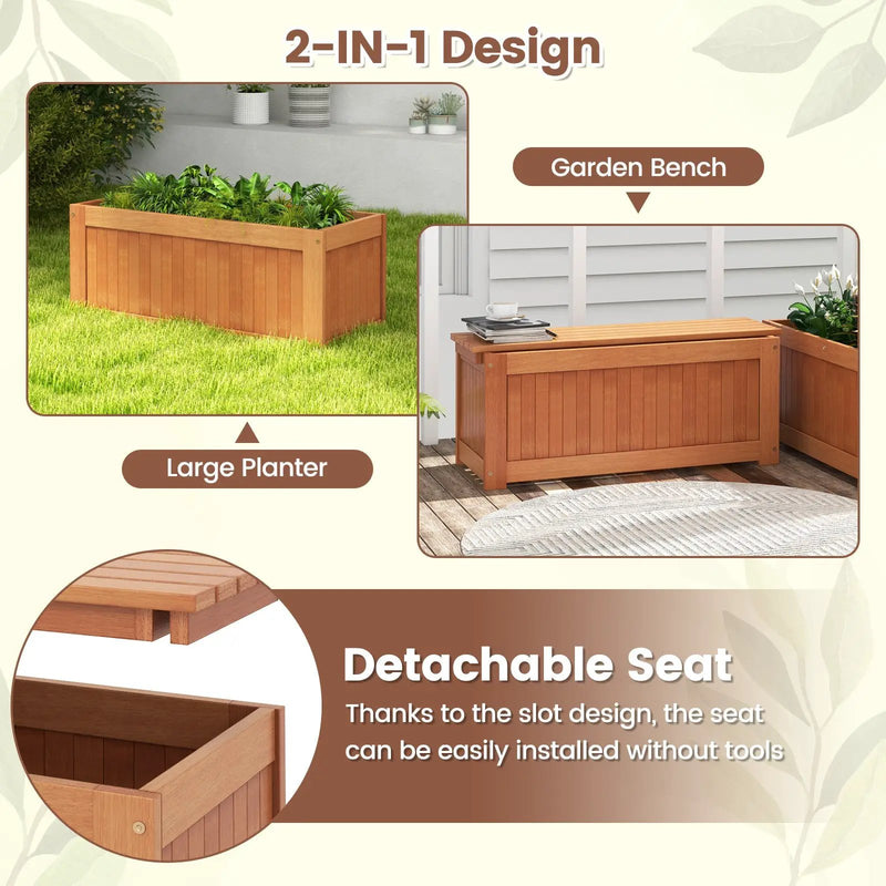 Outdoor Plant Container with Seat for Garden Yard Balcony Deck by DirectDeals