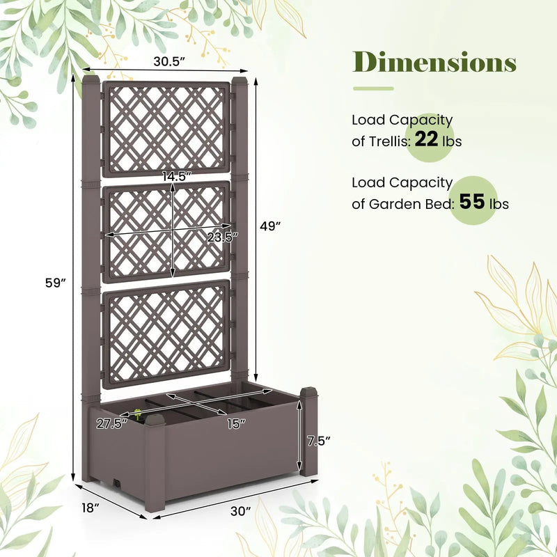 Outdoor Planter Box Self-Watering Raised Garden Bed Trellis with Water Level Indicator by DirectDeals