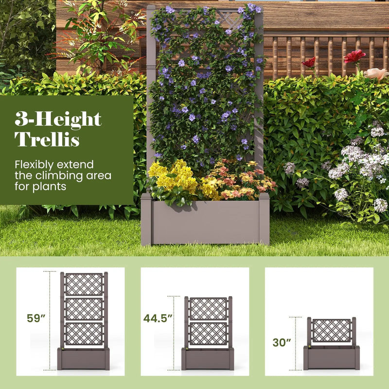 Outdoor Planter Box Self-Watering Raised Garden Bed Trellis with Water Level Indicator by DirectDeals