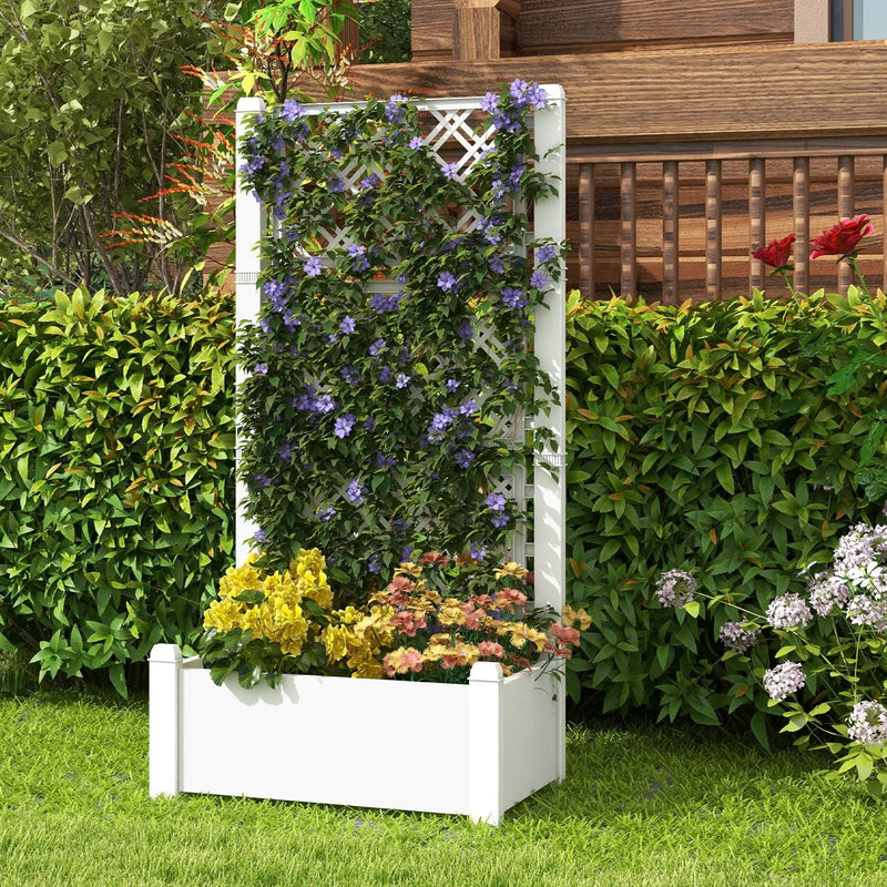 Outdoor Planter Box Self-Watering Raised Garden Bed Trellis with Water Level Indicator by DirectDeals