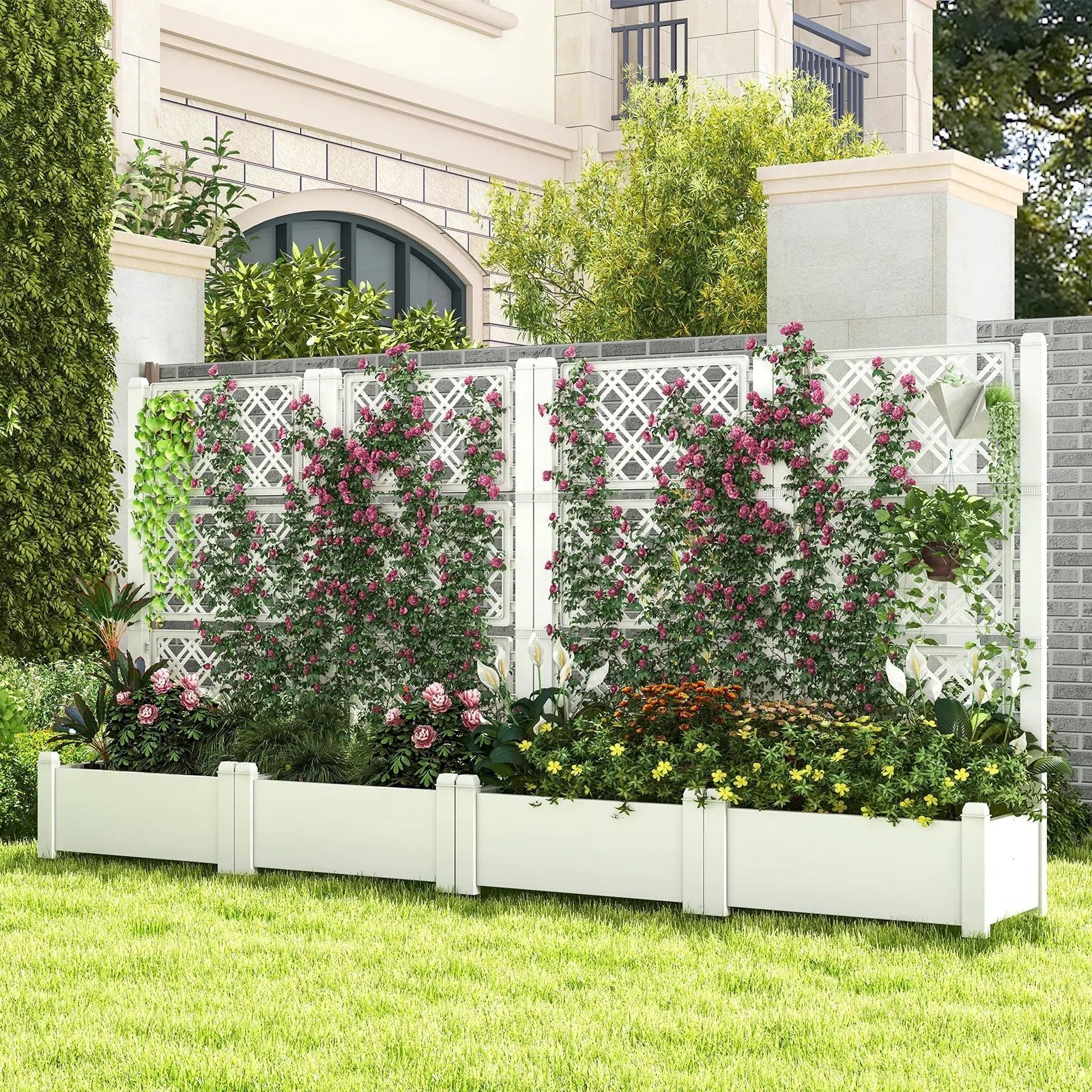 Outdoor Planter Box Self-Watering Raised Garden Bed Trellis with Water Level Indicator by DirectDeals