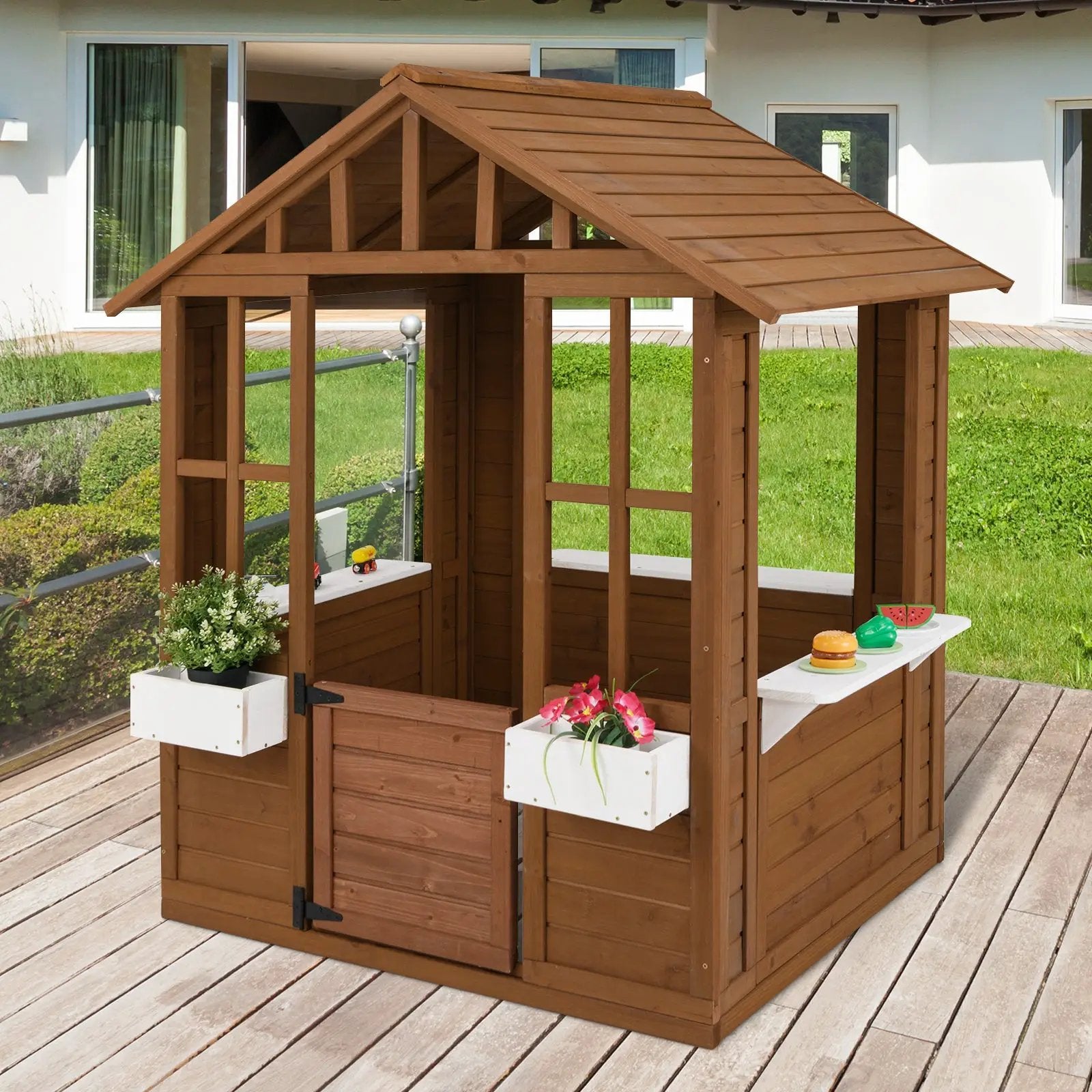 Outdoor Playhouse with Serving Stations and Door for 2+ Years Old by DirectDeals