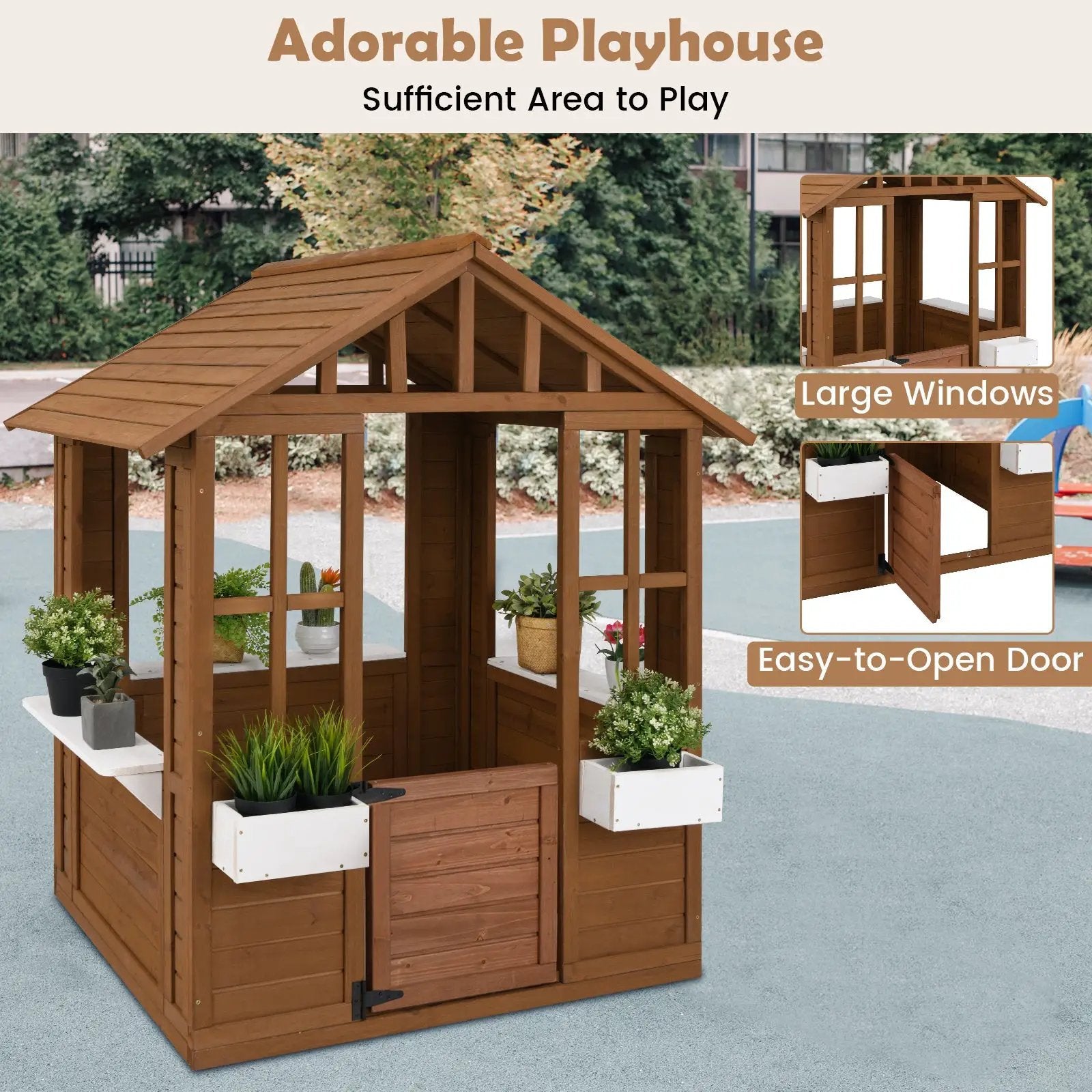 Outdoor Playhouse with Serving Stations and Door for 2+ Years Old by DirectDeals