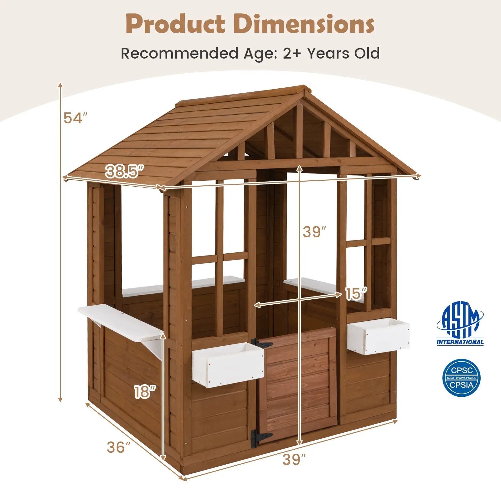 Outdoor Playhouse with Serving Stations and Door for 2+ Years Old by DirectDeals