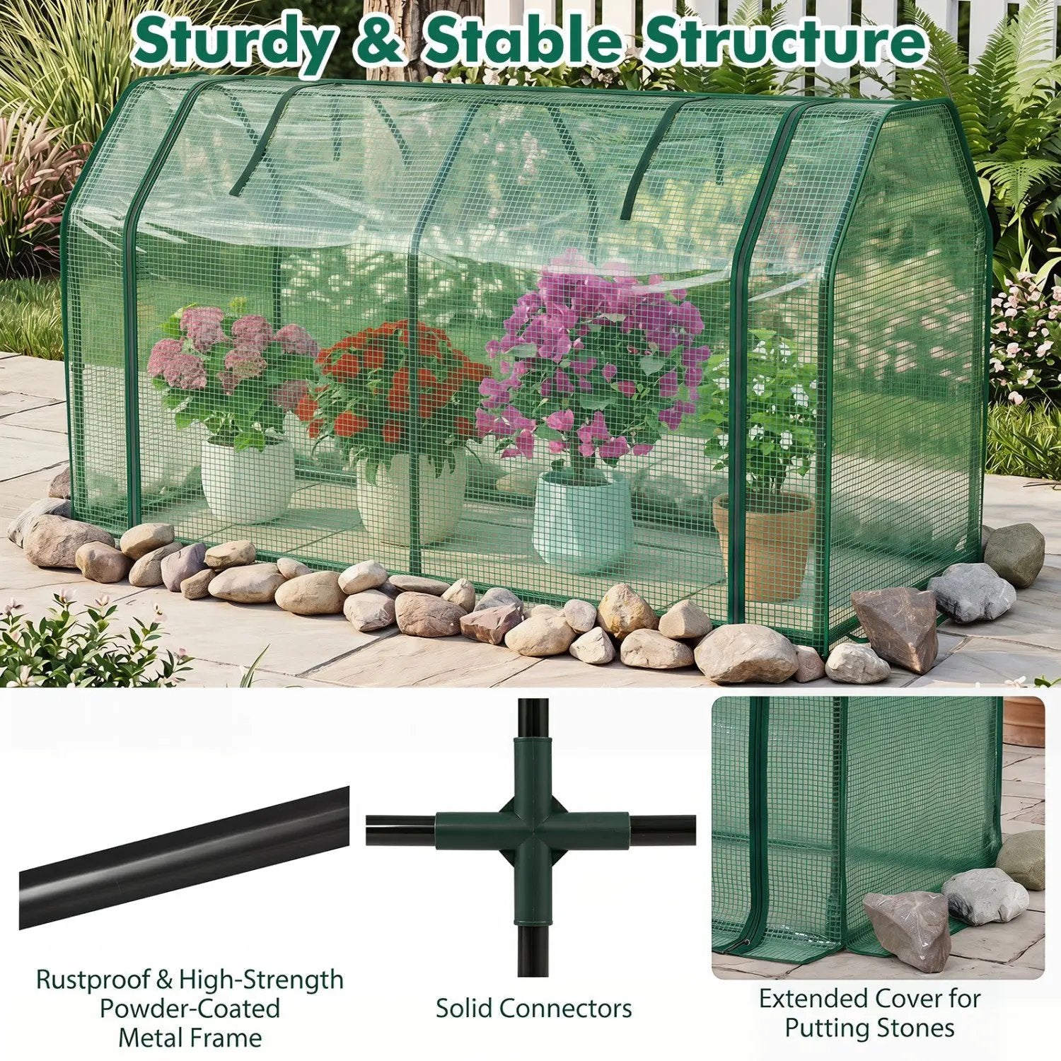 Portable Mini Greenhouse with PE Cover and Zippered Door by DirectDeals