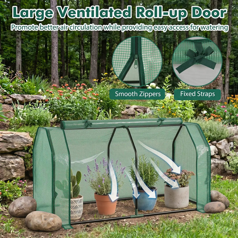 Portable Mini Greenhouse with PE Cover and Zippered Door by DirectDeals