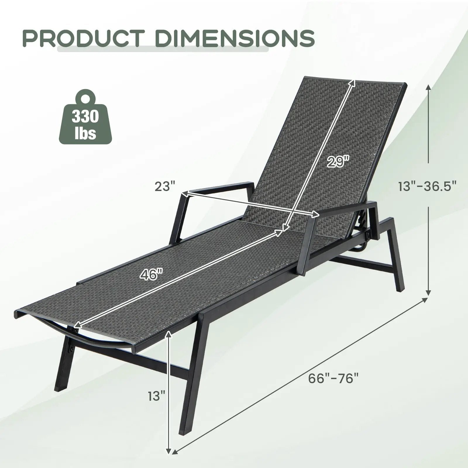 Outdoor Rattan Chaise Lounge Reclining Chair with Armrests and 5-Position Backrest-Brown by DirectDeals
