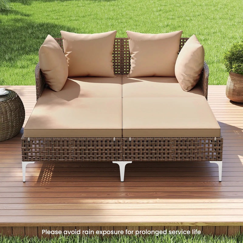 Outdoor Rattan Double Daybed Wicker Chaise Lounge by DirectDeals