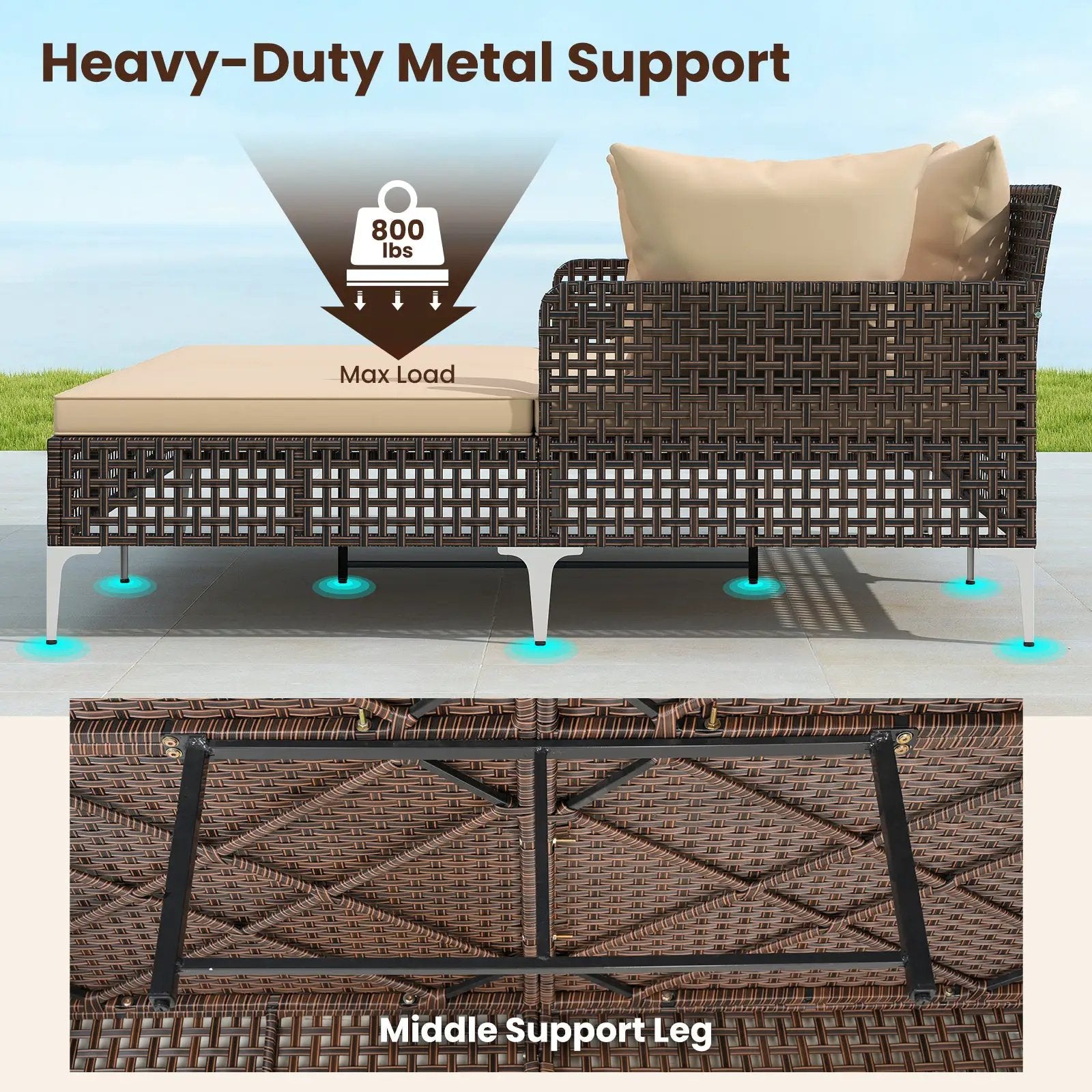 Outdoor Rattan Double Daybed Wicker Chaise Lounge by DirectDeals