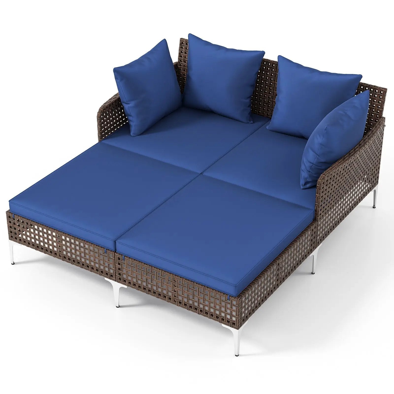 Outdoor Rattan Double Daybed Wicker Chaise Lounge by DirectDeals
