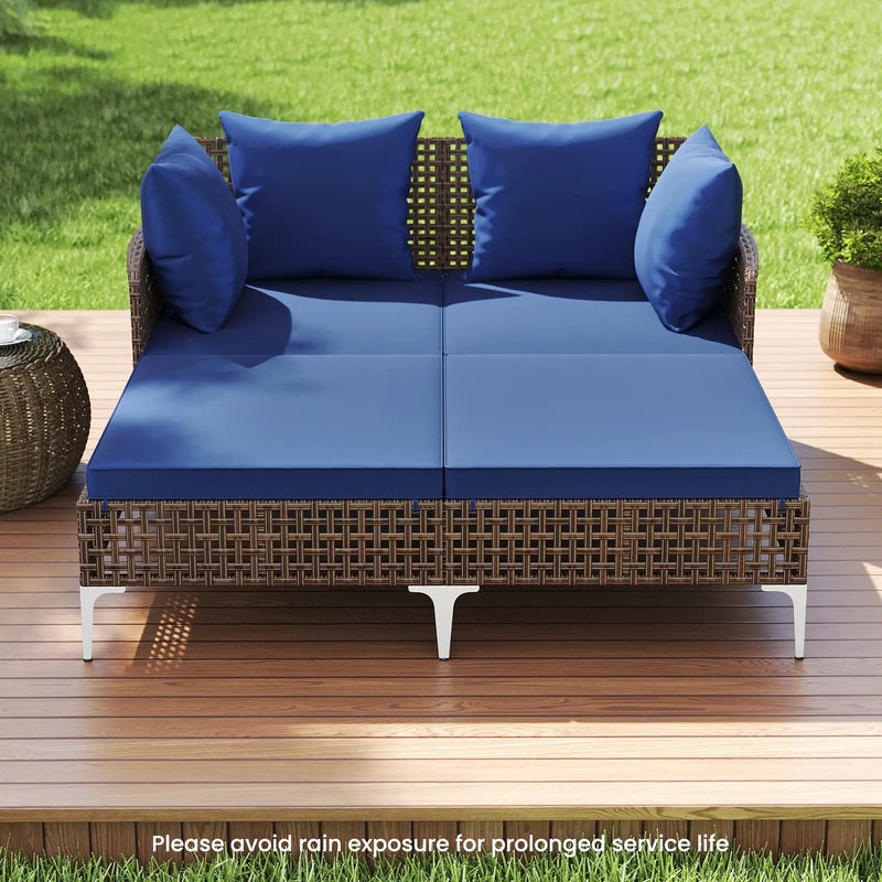 Outdoor Rattan Double Daybed Wicker Chaise Lounge by DirectDeals