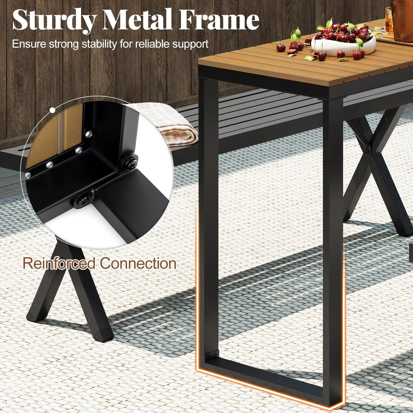 Outdoor Rectangle Console Table with Long-Lasting WPC Tabletop by DirectDeals