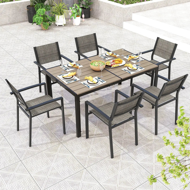 59 x 35 Inch Large Outdoor Rectangle Dining Table with Metal Legs by DirectDeals
