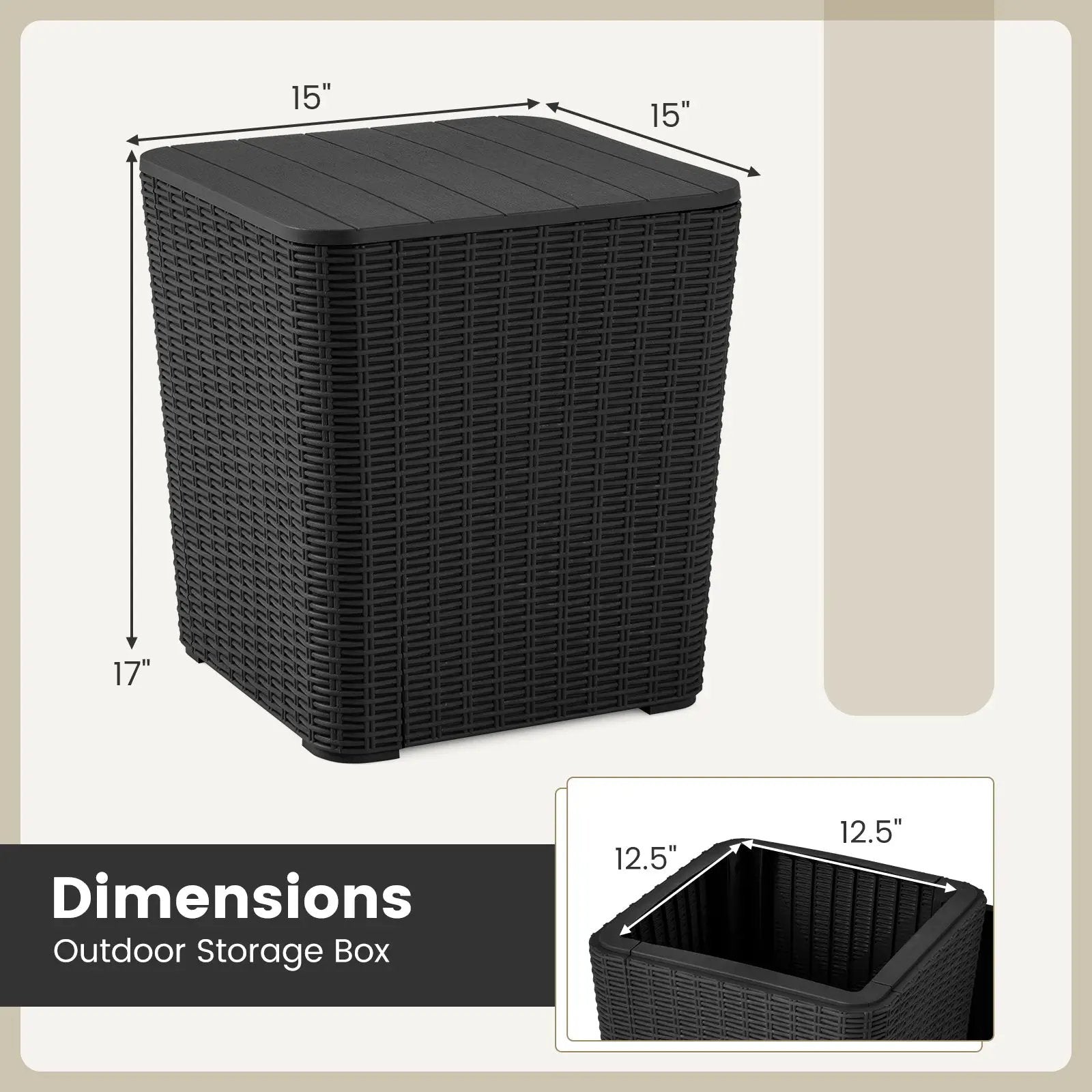 Outdoor Resin Storage Side Table with Removable Lid and Wicker-woven Accent by DirectDeals