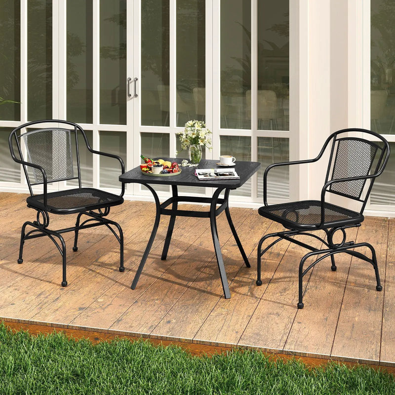 Outdoor Rocking Chair Set of 2 with Mesh Backrest and Seat for Yard-Black by DirectDeals