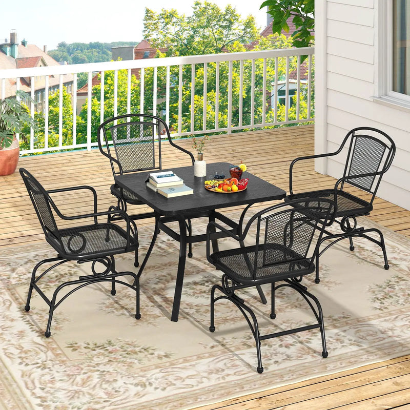 Outdoor Rocking Chair Set of 2 with Mesh Backrest and Seat for Yard-Black by DirectDeals