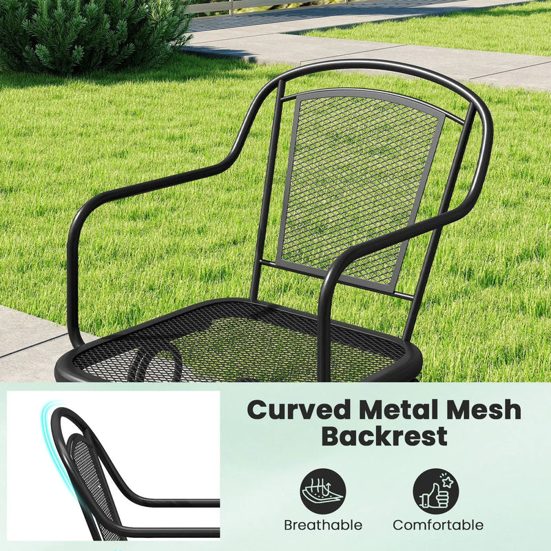 Outdoor Rocking Chair Set of 2 with Mesh Backrest and Seat for Yard-Black by DirectDeals