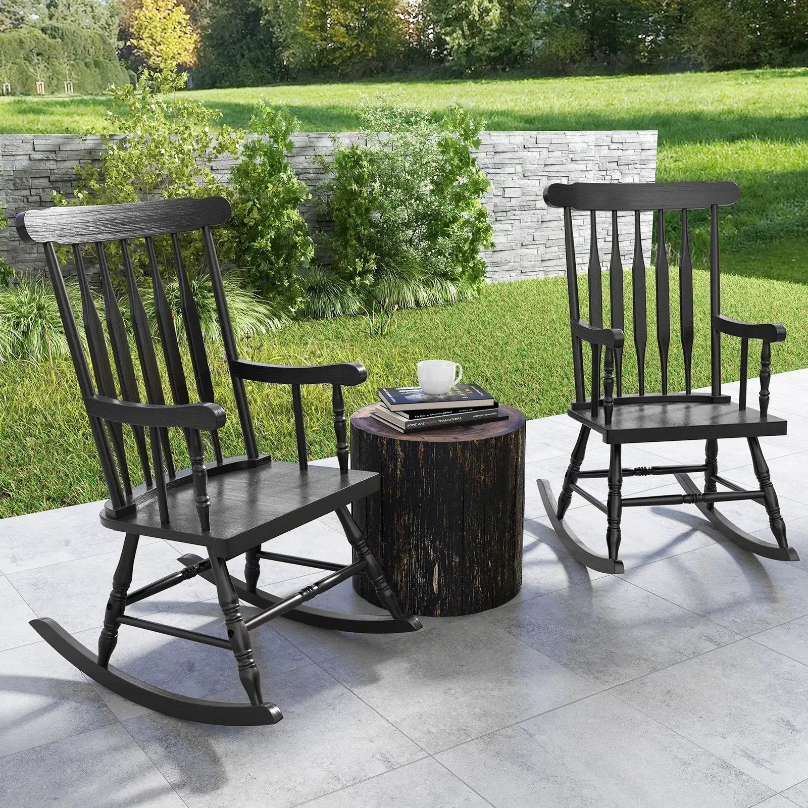 Rocking Chair with Solid Wooden Frame for Garden and Patio by DirectDeals